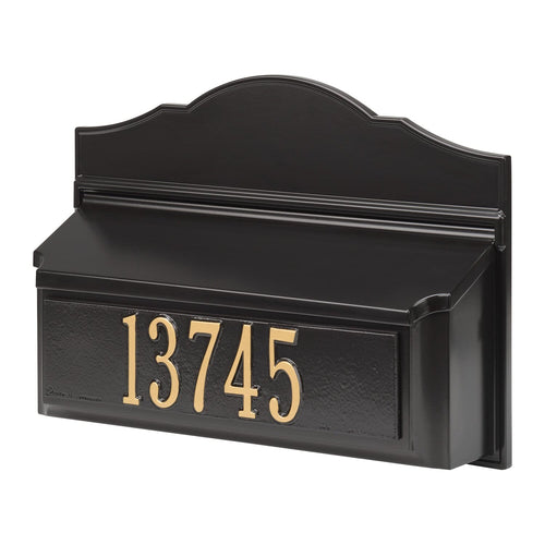 Whitehall Black w/ Gold / No Colonial Wall Mailbox Pkg 2