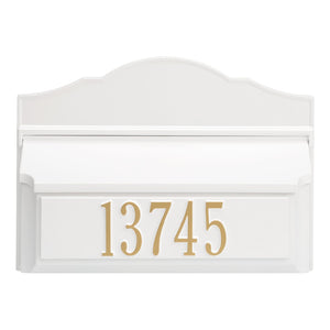 Whitehall White w/ Gold / No Colonial Wall Mailbox Pkg 2