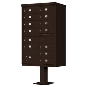 Auth Florence Cluster Boxes Vital 1570-13 - 13 Tenant Door, 1 Parcel Locker, Decorative Standard Style Security CBU Cluster Mailbox (Pedestal Included)