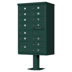 Auth Florence Cluster Boxes Vital 1570-13 - 13 Tenant Door, 1 Parcel Locker, Decorative Standard Style Security CBU Cluster Mailbox (Pedestal Included)