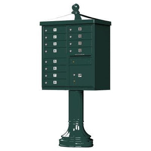 Auth Florence Cluster Boxes Vital 1570-12V2 - 12 Tenant Door, 1 Parcel Locker, Vogue Decorative Traditional Style Cap Security CBU Cluster Mailbox (Pedestal Included)