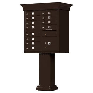 Auth Florence Cluster Boxes Vital 1570-12V - 12 Tenant Door, 1 Parcel Locker, Decorative Classic Style Cap Security CBU Cluster Mailbox (Pedestal Included)