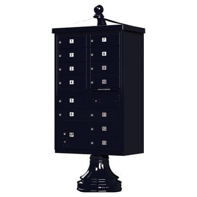 Auth Florence Cluster Boxes Vital 1570-13V2 - 13 Tenant Door, 1 Parcel Locker, Vogue Decorative Traditional Style Cap Security CBU Cluster Mailbox (Pedestal Included)