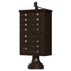 Auth Florence Cluster Boxes Vital 1570-13V2 - 13 Tenant Door, 1 Parcel Locker, Vogue Decorative Traditional Style Cap Security CBU Cluster Mailbox (Pedestal Included)