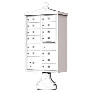 Auth Florence Cluster Boxes Vital 1570-13V2 - 13 Tenant Door, 1 Parcel Locker, Vogue Decorative Traditional Style Cap Security CBU Cluster Mailbox (Pedestal Included)